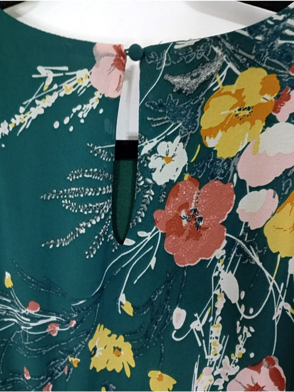 Baltic Born Green Floral Maxi Dress With Short Flutter Sleeve & Tie Waist Size L - Picture 11 of 15